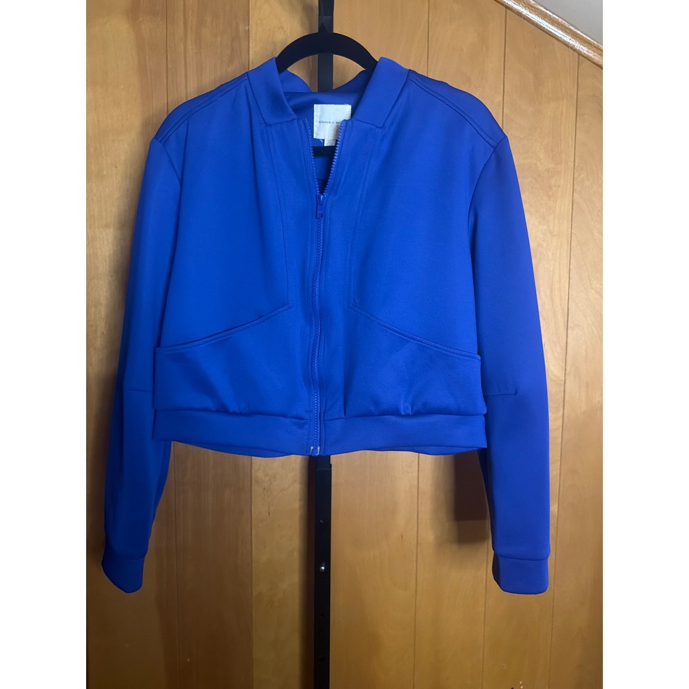 Silence + Noise Urban Outfitters Royal Blue Cropped Bomber Jacket Womens Large